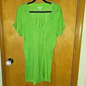 FAT FACE Green Top W/ Blue Embroidery UK 18 / US 14